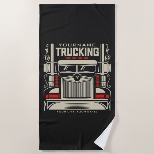 Personalized Trucking 18 Wheeler BIG RIG Trucker Strandlaken (Voorkant)