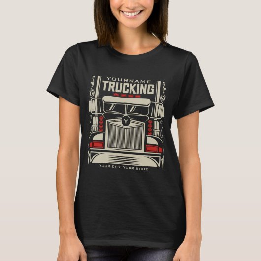 Personalized Trucking 18 Wheeler BIG RIG Trucker T-shirt (Voorkant)