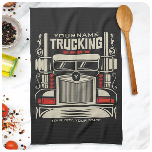 Personalized Trucking 18 Wheeler BIG RIG Trucker Theedoek