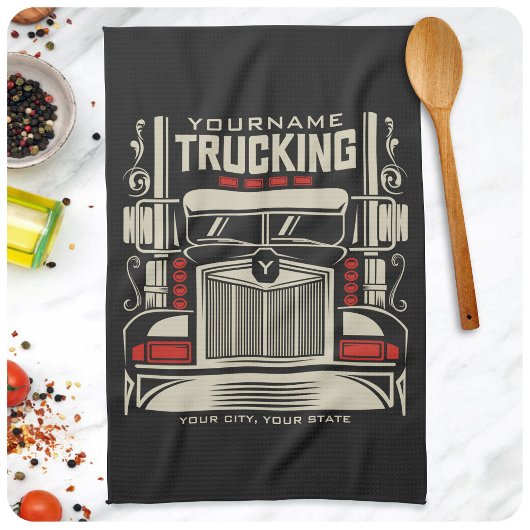 Personalized Trucking 18 Wheeler BIG RIG Trucker Theedoek