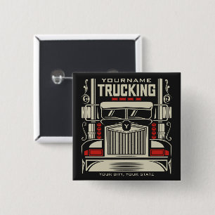 Personalized Trucking 18 Wheeler BIG RIG Trucker Vierkante Button 5,1 Cm