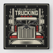 Personalized Trucking 18 Wheeler BIG RIG Trucker Vierkante Klok (Voorkant)