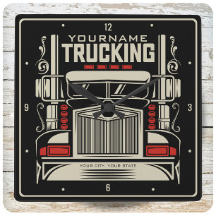 Personalized Trucking 18 Wheeler BIG RIG Trucker Vierkante Klok