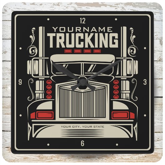 Personalized Trucking 18 Wheeler BIG RIG Trucker Vierkante Klok