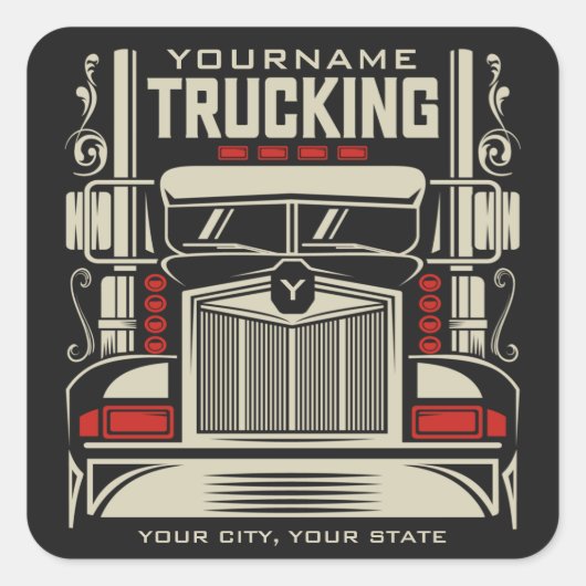 Personalized Trucking 18 Wheeler BIG RIG Trucker Vierkante Sticker (Voorkant)