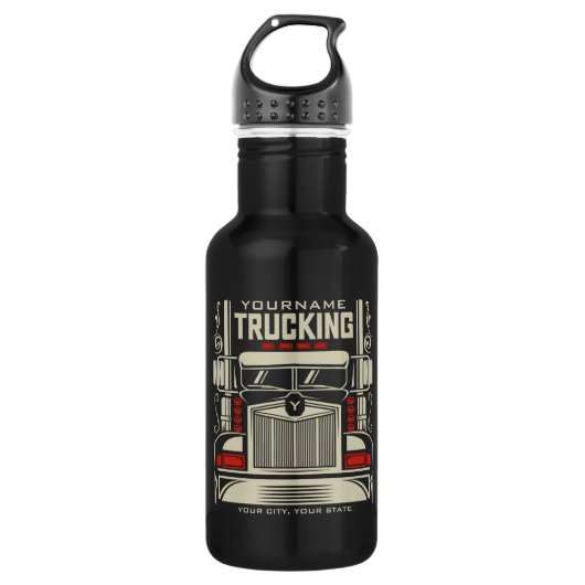 Personalized Trucking 18 Wheeler BIG RIG Trucker Waterfles (Voorkant)