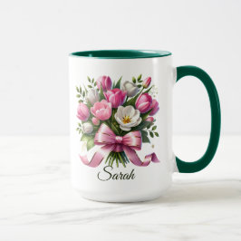 Personalized Tulip Floral Name Mug Mok