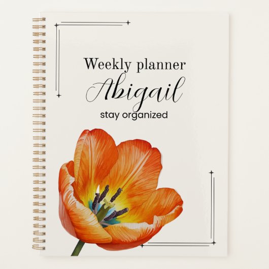 Personalized Tulip Planner Aesthetic Weekly Floral (Voorkant)