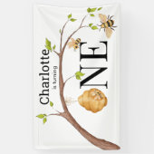 Personalized Turning One Bee Themed Birthday Party Spandoek (Verticaal)