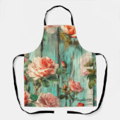 Personalized Turquoise Wood & Vintage Rose Schort (Voorkant)
