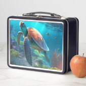 Personalized Turtle Illustration Metal Lunch Box (In situ)
