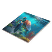 Personalized Turtle Image Classic Ceramic Art Tile Tegeltje (Zijkant)