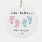 Personalized Twin Babies Footprint Ornament (Voorkant)