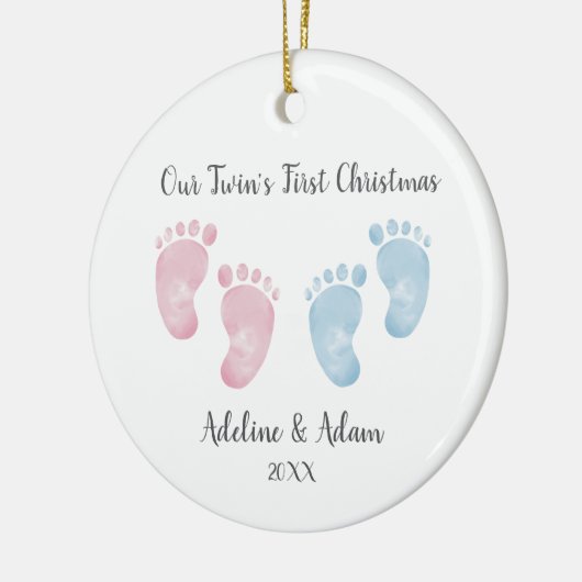 Personalized Twin Babies Footprint Ornament (Links)