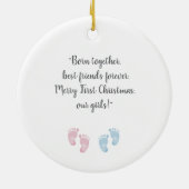 Personalized Twin Babies Footprint Ornament (Achterkant)