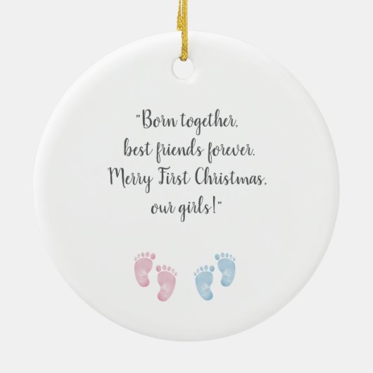 Personalized Twin Babies Footprint Ornament (Achterkant)