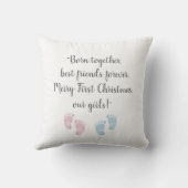 Personalized Twin Baby Footprint Pillow Kussen (Achterkant)