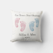 Personalized Twin Baby Footprint Pillow Kussen (Voorkant)