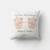 Personalized Twin Girls First Christmas Pillow Kussen (Voorkant)