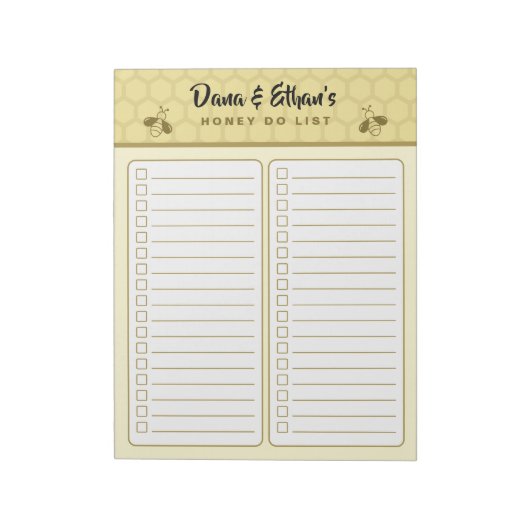 Personalized Two Column Honey Do List Notepad Notitieblok (Linkerzijde)
