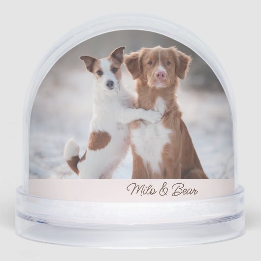 Personalized two dogs photo two names sneeuwbol (Voorkant)