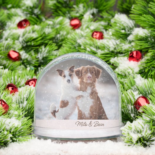 Personalized two dogs photo two names sneeuwbol (Kerstmis)