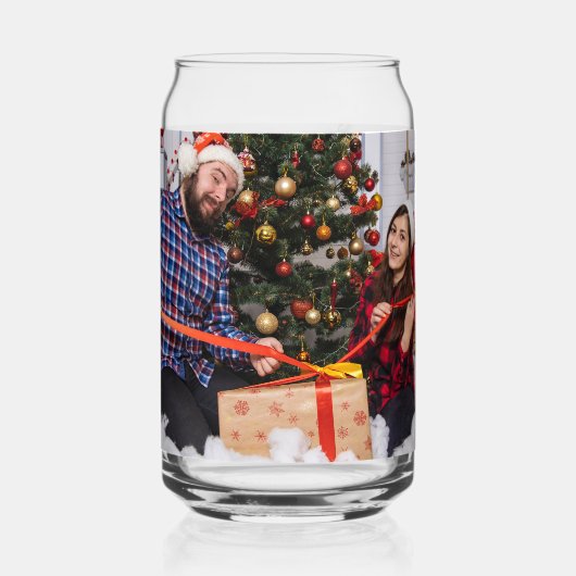 Personalized Two Sided Family Christmas Photo  Blikvorm Glas (Achterkant)