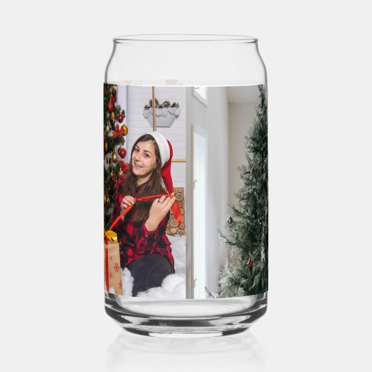 Personalized Two Sided Family Christmas Photo  Blikvorm Glas (Rechts)