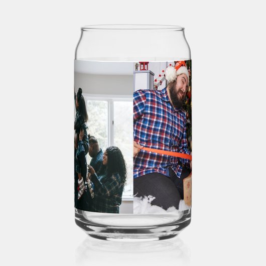 Personalized Two Sided Family Christmas Photo  Blikvorm Glas (Links)