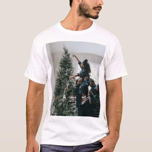 Personalized Two Sided Family Christmas Photo T-shirt (Voorkant)