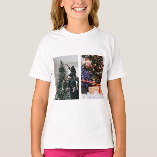 Personalized Two Sided Family Christmas Photo T-shirt (Voorkant)