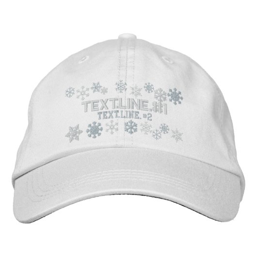Personalized Two Text Lines Snowflakes Winter Geborduurde Pet (Voorkant)