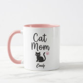 Personalized Two-Tone Cat Mom Mug Mok (Links)