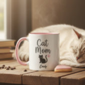 Personalized Two-Tone Cat Mom Mug Mok
