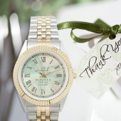 Personalized Two-Tone Watch ∣ Aqua Marble Gift Horloge