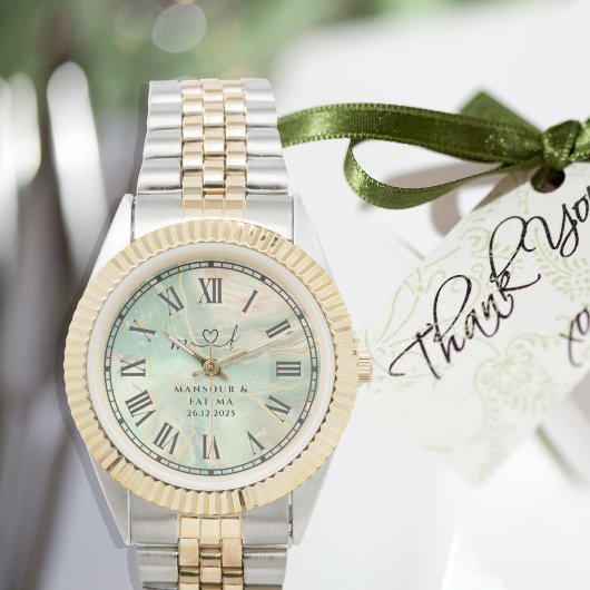 Personalized Two-Tone Watch ∣ Aqua Marble Gift Horloge