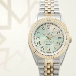 Personalized Two-Tone Watch ∣ Aqua Marble Gift Horloge