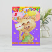 Personalized two years old birthday greeting card  feestdagenkaart (Staand voorkant)
