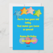 Personalized two years old birthday greeting card  feestdagenkaart (Achterkant)