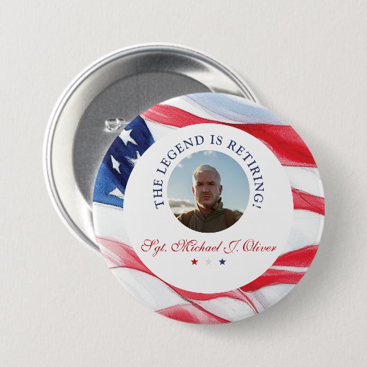 Personalized U.S. Military Retirement Photo Ronde Button 7,6 Cm (Voorkant /achterkant)