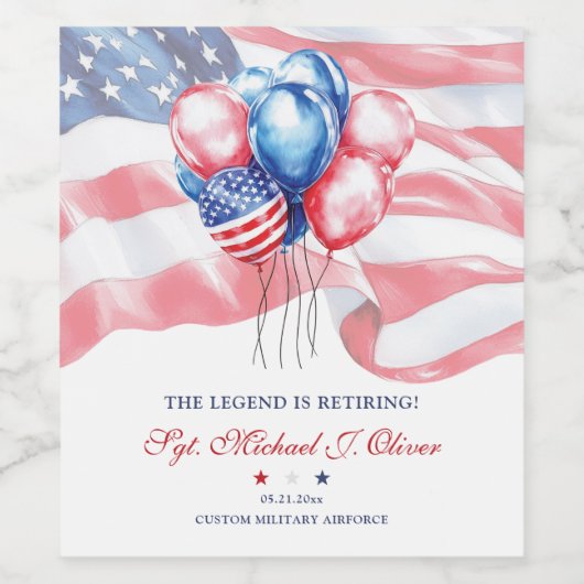 Personalized U.S. Military Retirement Wijn Etiket (Enkel label)
