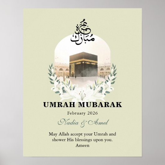 Personalized Umrah Mubarak Gifts & Islamic Wall Ar Poster (Voorkant)
