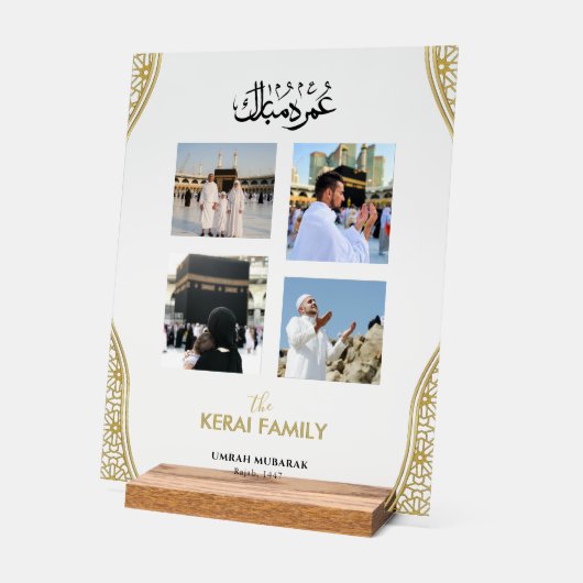 Personalized Umrah Mubarak Photo Collage Acrylic  Acryl Bord (Hoek)