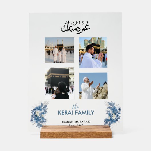 Personalized Umrah Mubarak Photo Collage Acrylic  Acryl Bord (Voorkant)