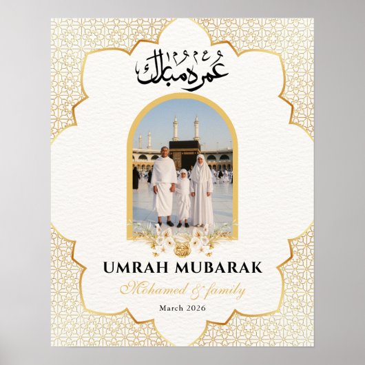 Personalized Umrah Mubarak Photo Poster Custom I (Voorkant)
