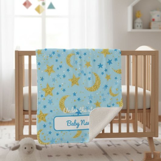 Personalized Under the Stars Soft Blanket - Baby Sherpa Deken