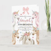 Personalized Unicorn Birthday Invitation Custom  Kaart (Voorkant)