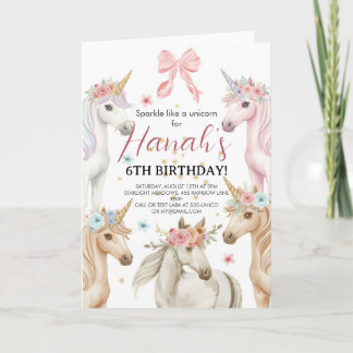 Personalized Unicorn Birthday Invitation Custom  Kaart