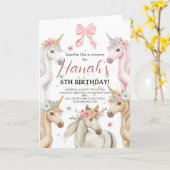 Personalized Unicorn Birthday Invitation Custom Kaart (Gele Bloem)