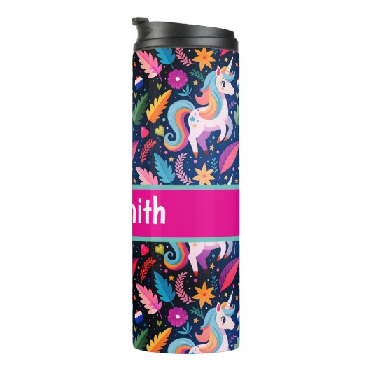 Personalized unicorn drink tumbler thermosbeker (Geroteerd rechts)